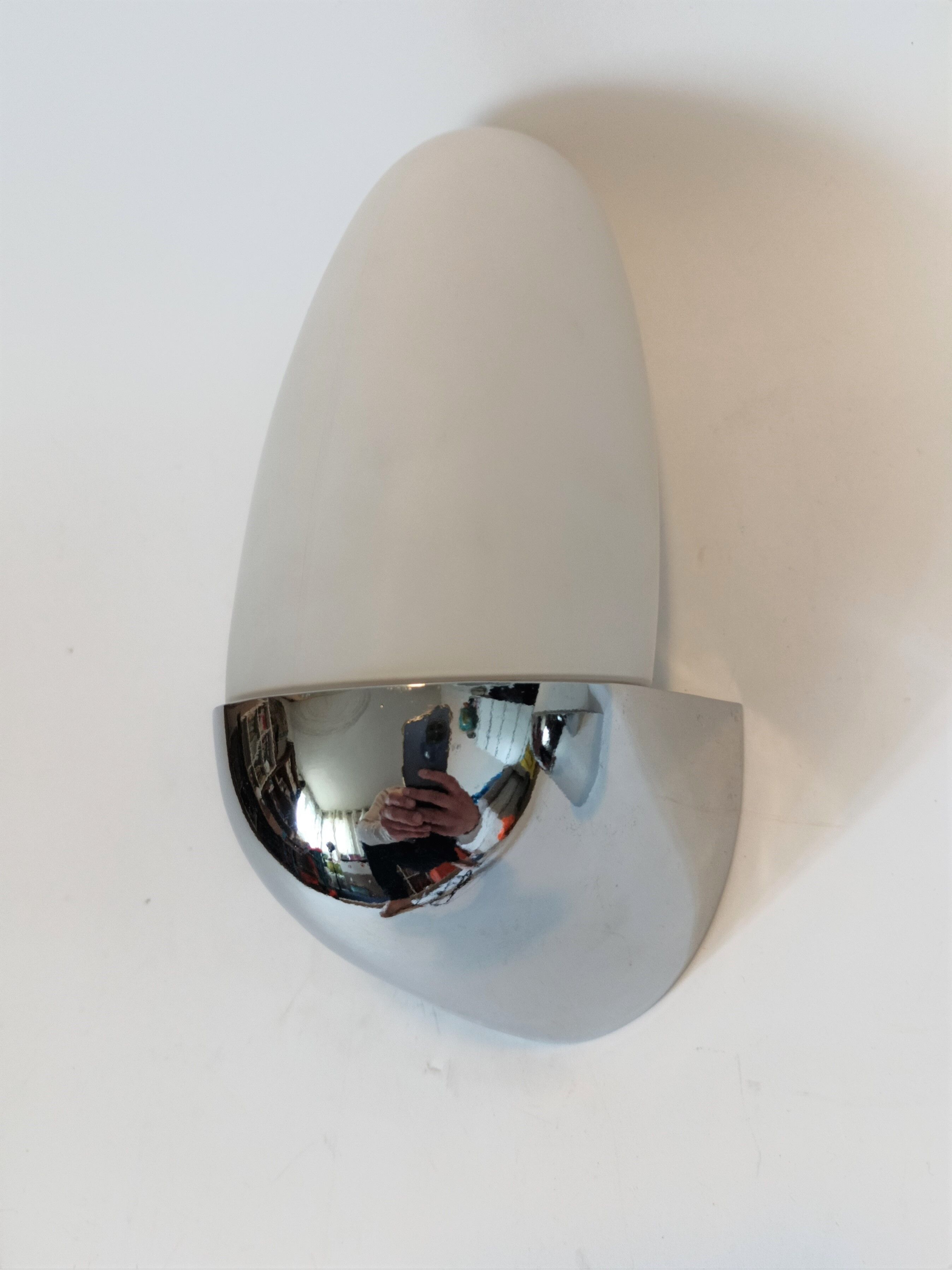 Pair of Milan Illuminacion wall lamps chrome and opaline 1970