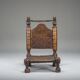 Early 20th century handmade low cedar chair, Nuristan, 1890s