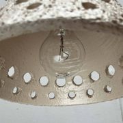 White ceramic pendant lamp in mid-century modern Danish style, 1960s.