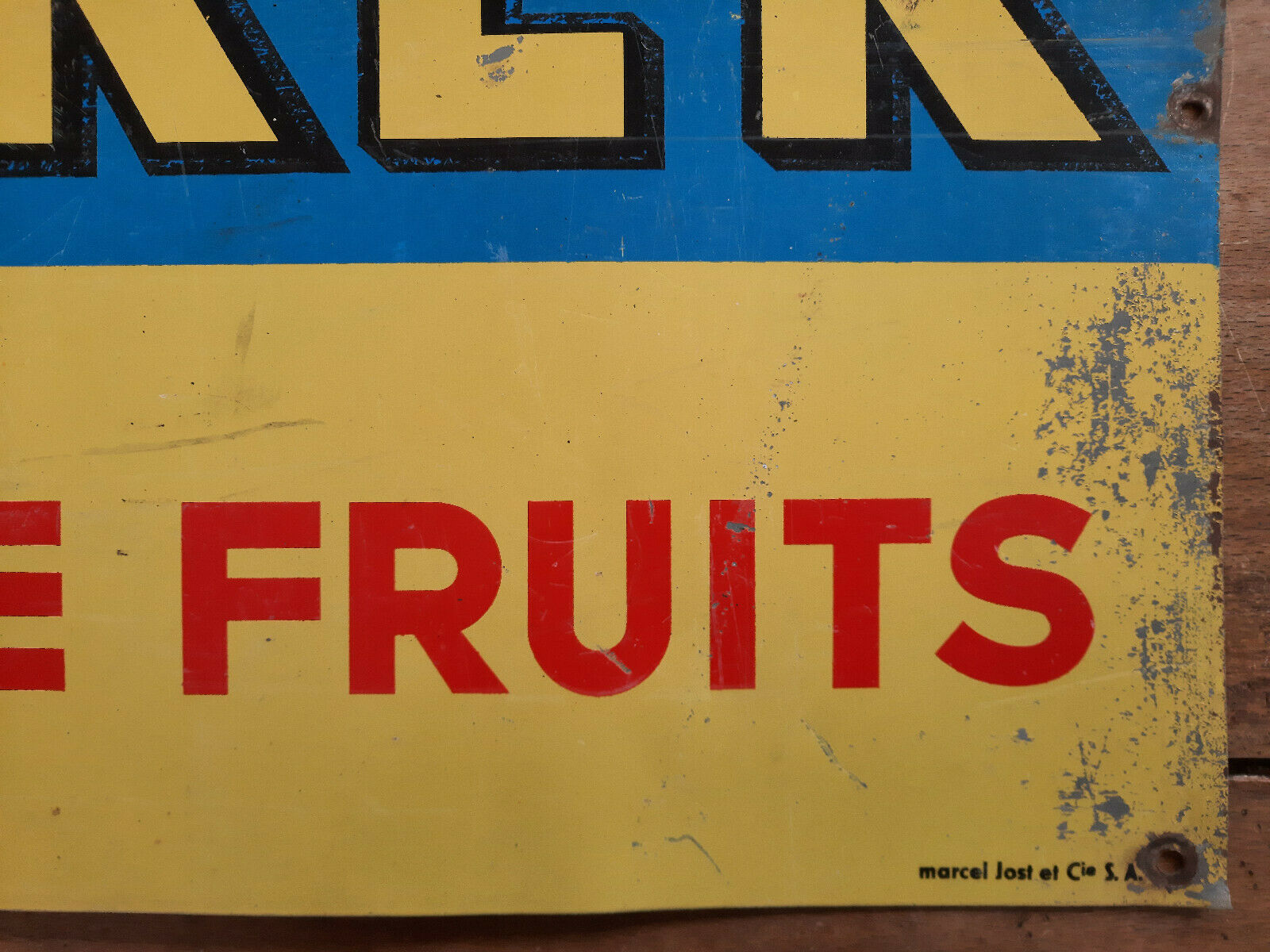 Old plate "Joker Fruit Juice" 40x70cm 1960
