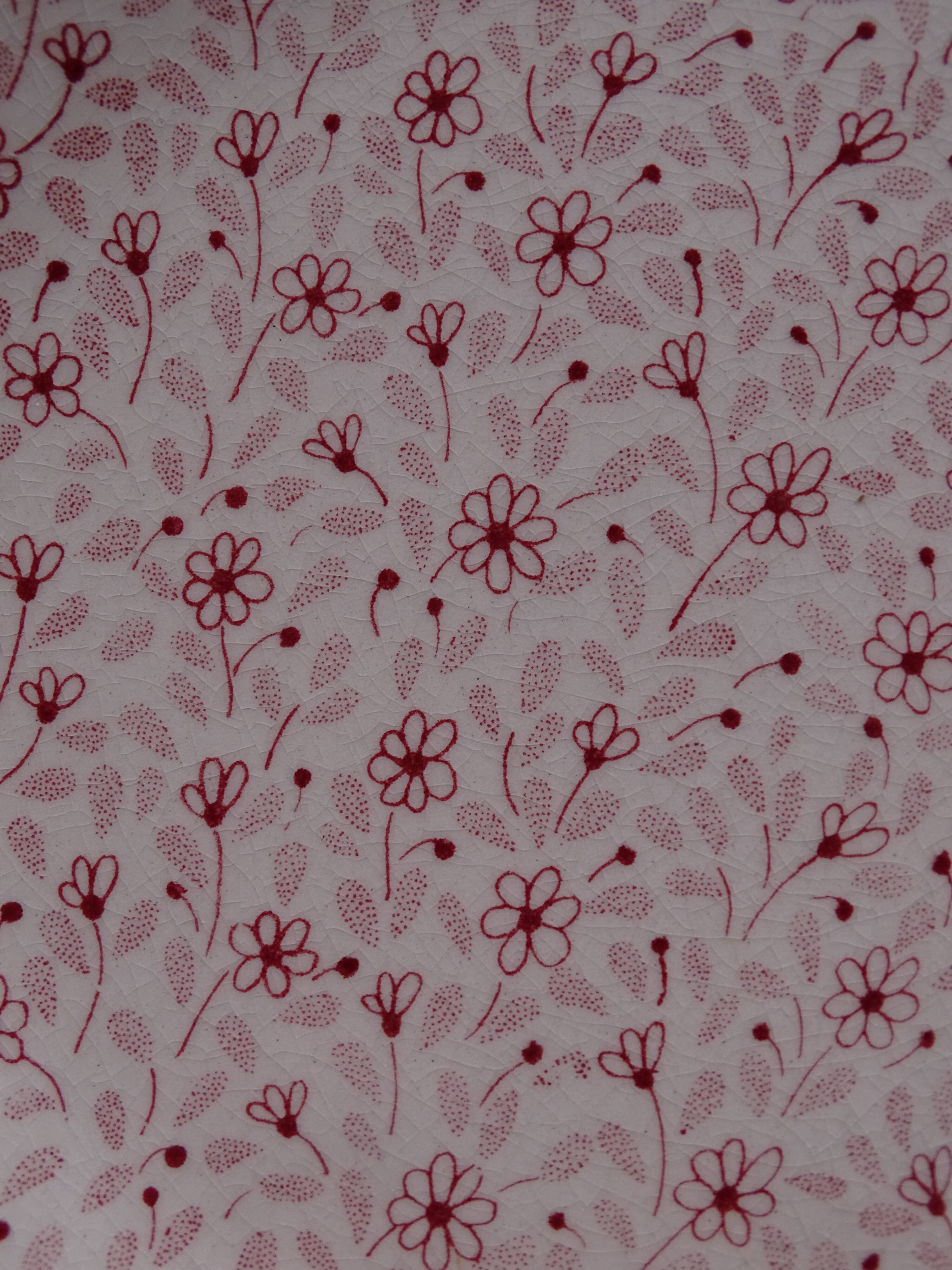 Set of 9 dessert plates in earthenware of Sarreguemines - Décor of pink flowers - 1970