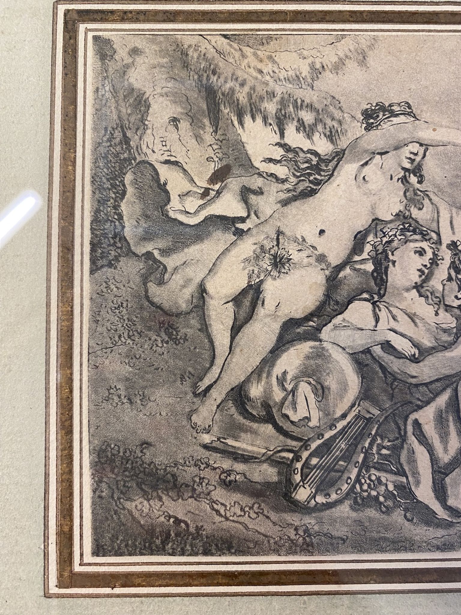 Antique print, Venus and Cupid after Francois Boucher early XX century