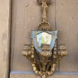 Pair of carved wood sconces