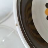 Trio of Italian 1970s deep plates, ochre brown floral decoration