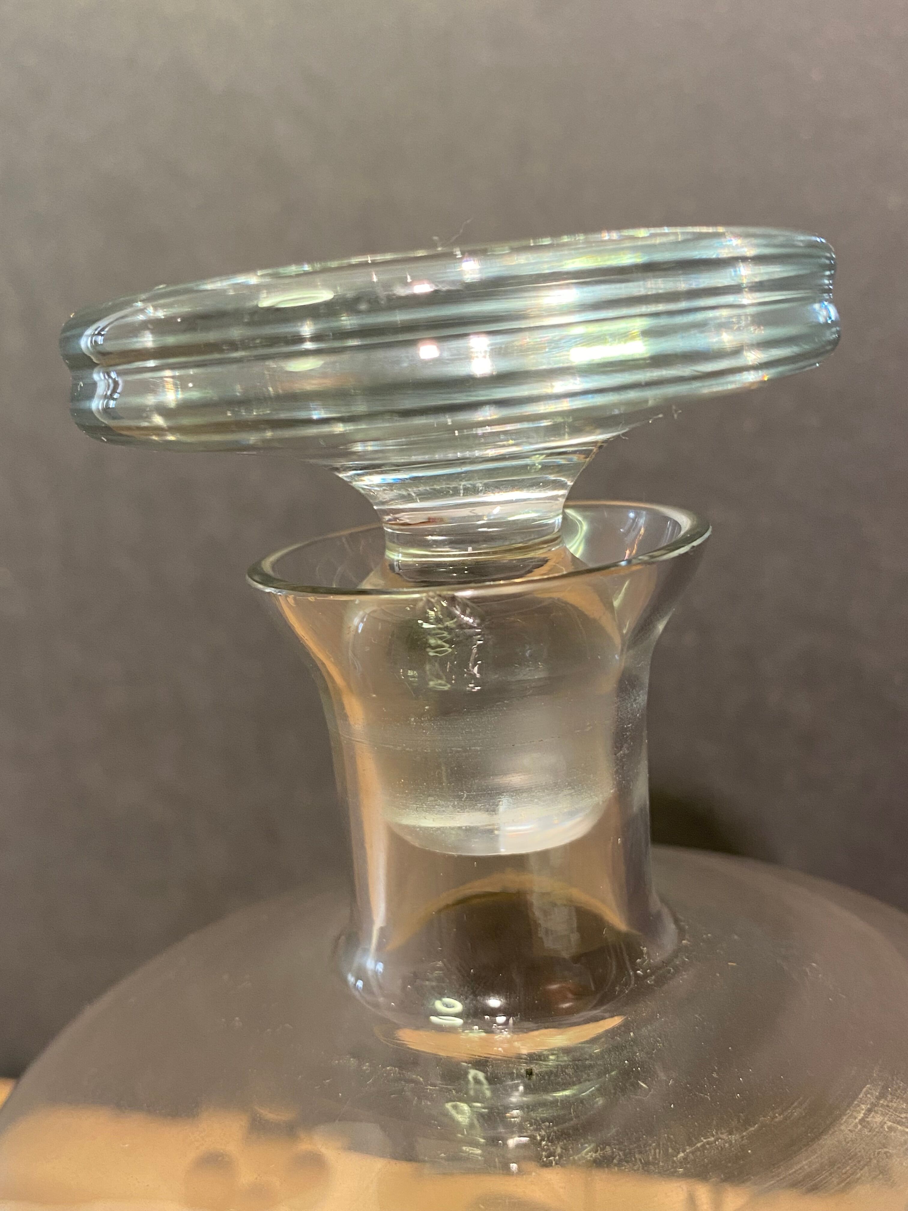 Two carafes in cut glass with vegetal decoration, vintage design