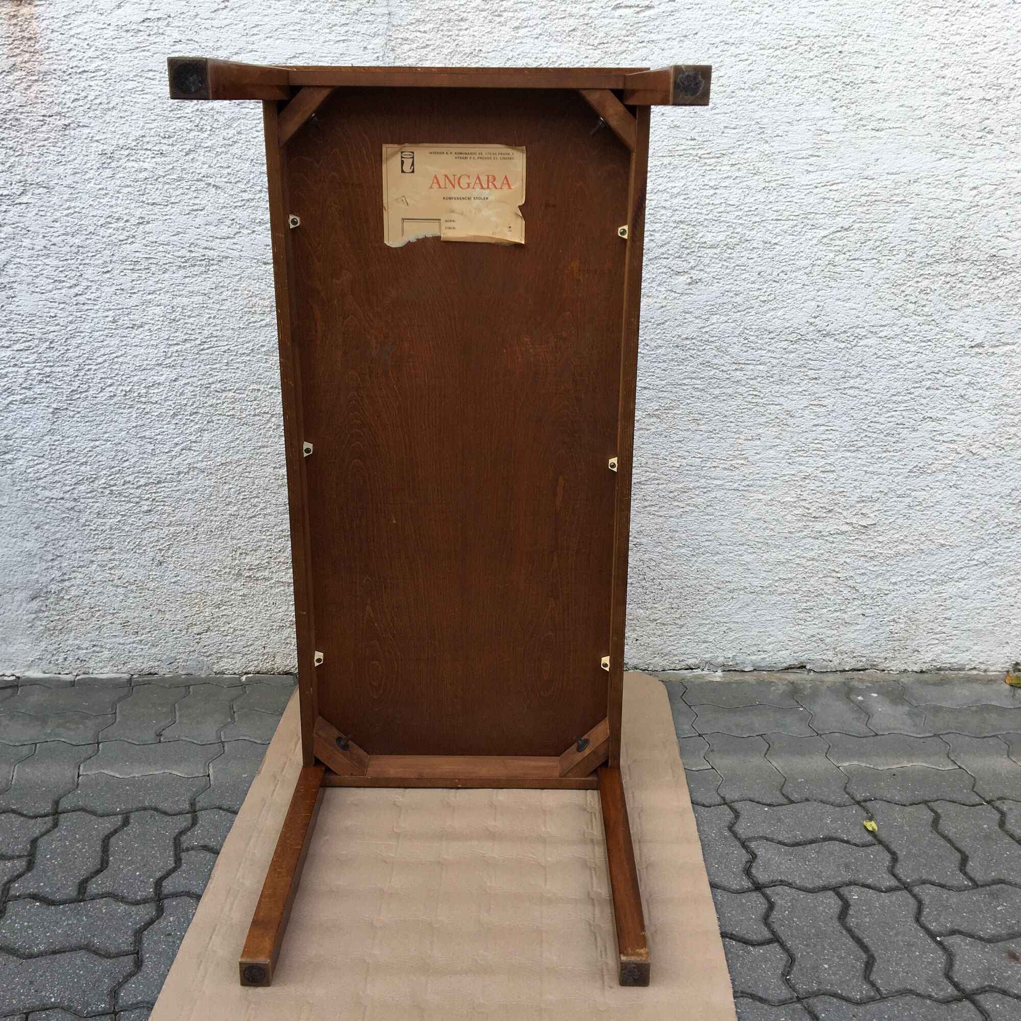 Vintage interier praha coffee side conference table polished angara 70s