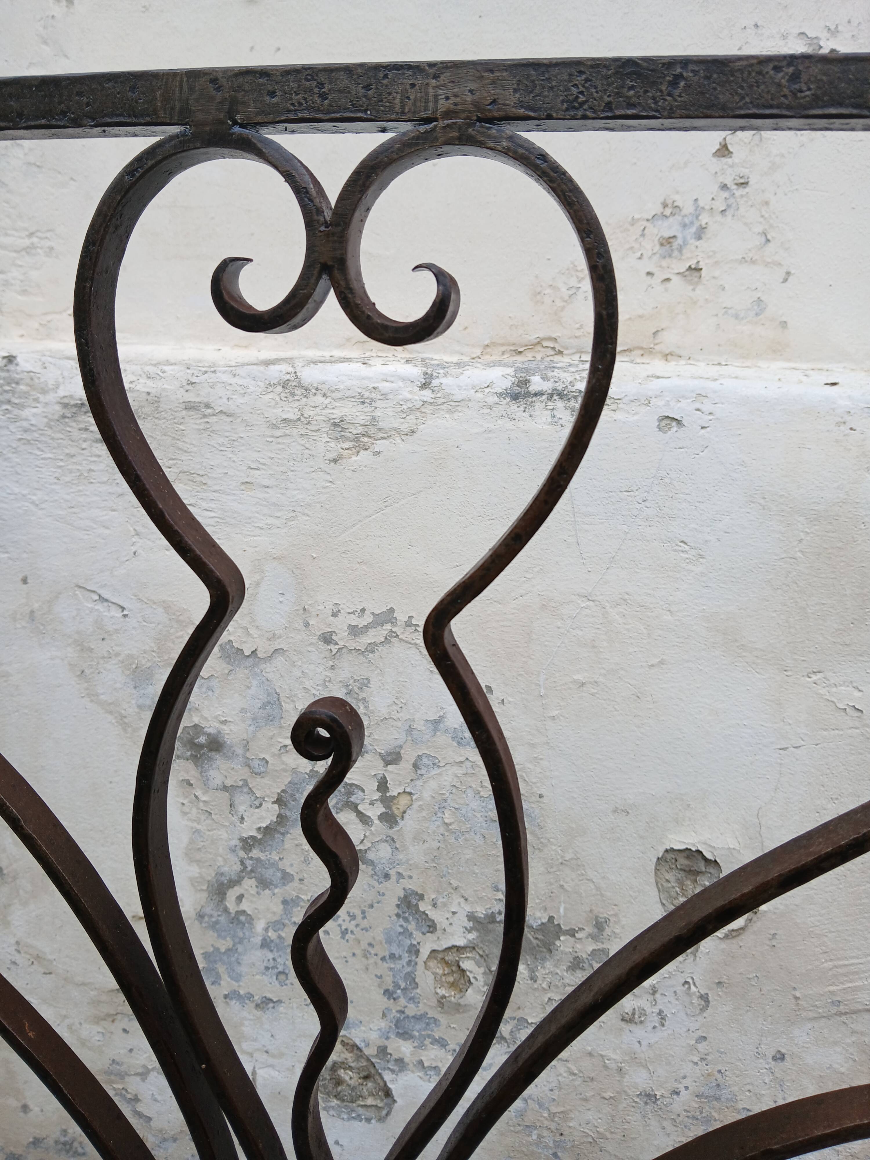 Art Nouveau wrought iron fireplace screen grate