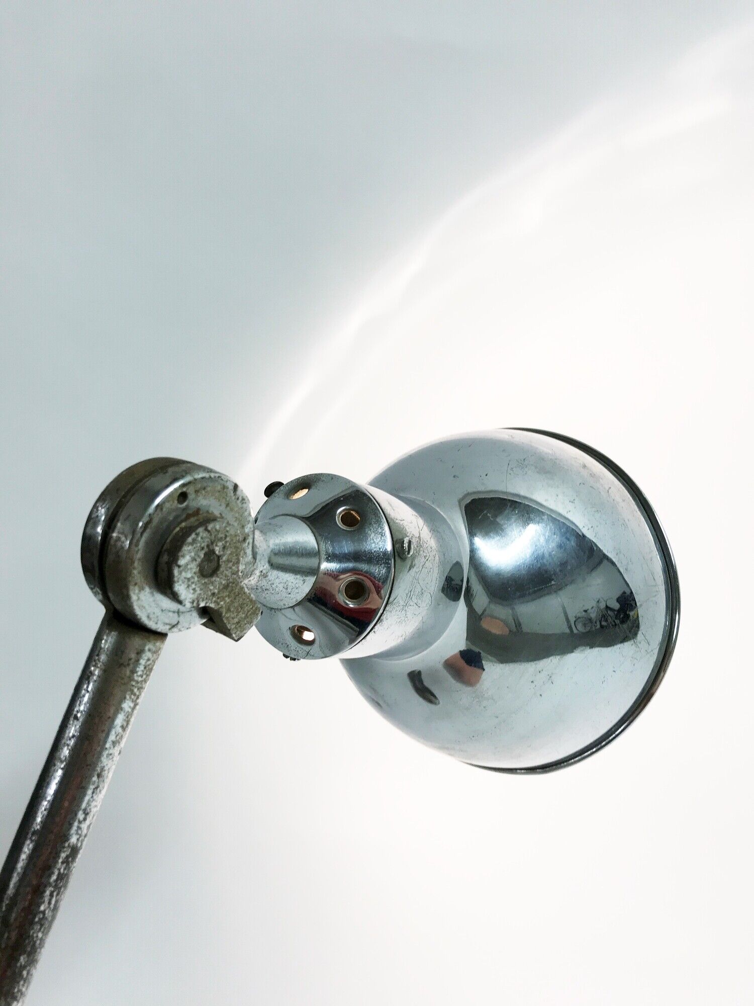 Vintage industrial chrome work light by AGI, 1930s