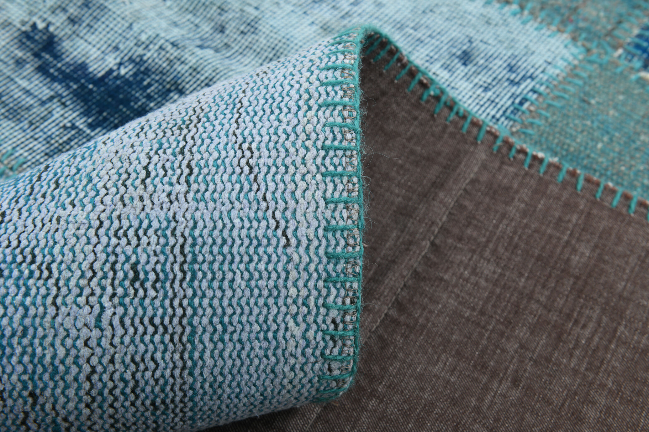 Oversized blue and green wool turkish carpets