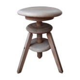 Old adjustable architect's stool in solid wood