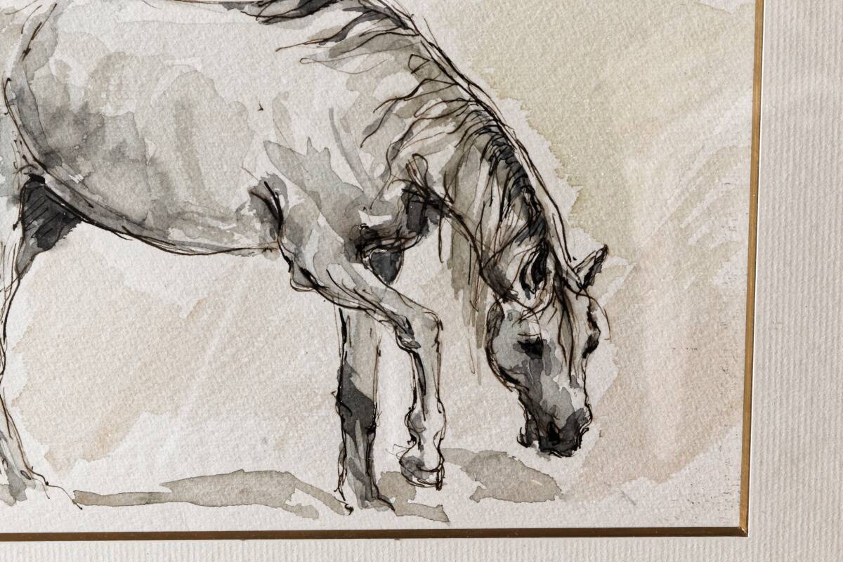 Aquarelle équestre, signée DEM (Denis Moulin)