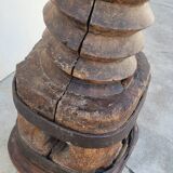 Colonne vis de pressoir en bois ancienne 19ème art populaire rustique en chêne