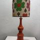 Orange lamp and lampshade floral pattern 1970s