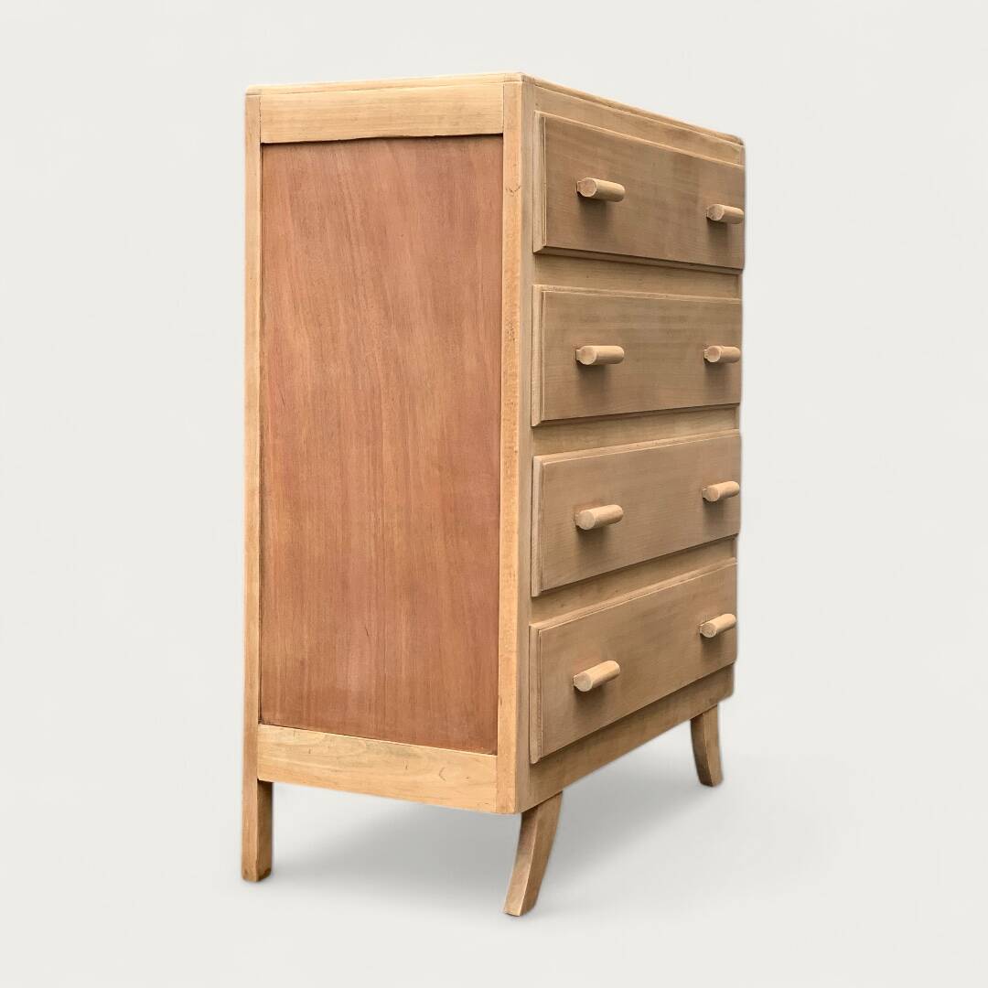Raw wood art deco chest of drawers