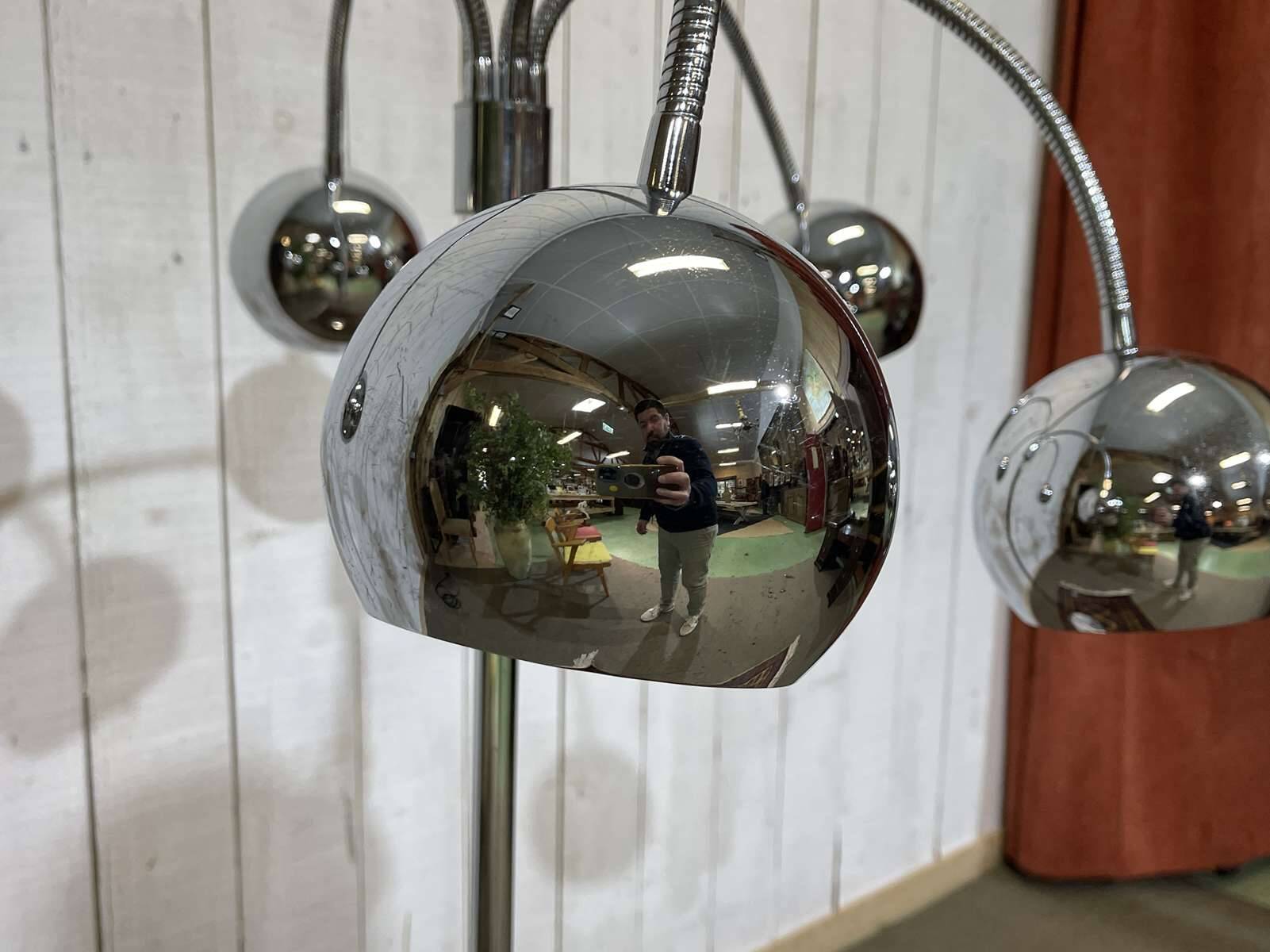1980s chrome floor lamp with 5 adjustable branches