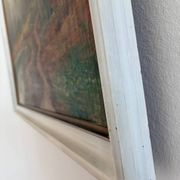 Vintage original forest landscape oil painting, circa 1960s