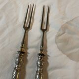 Paire de fourchettes à charcuterie en argent