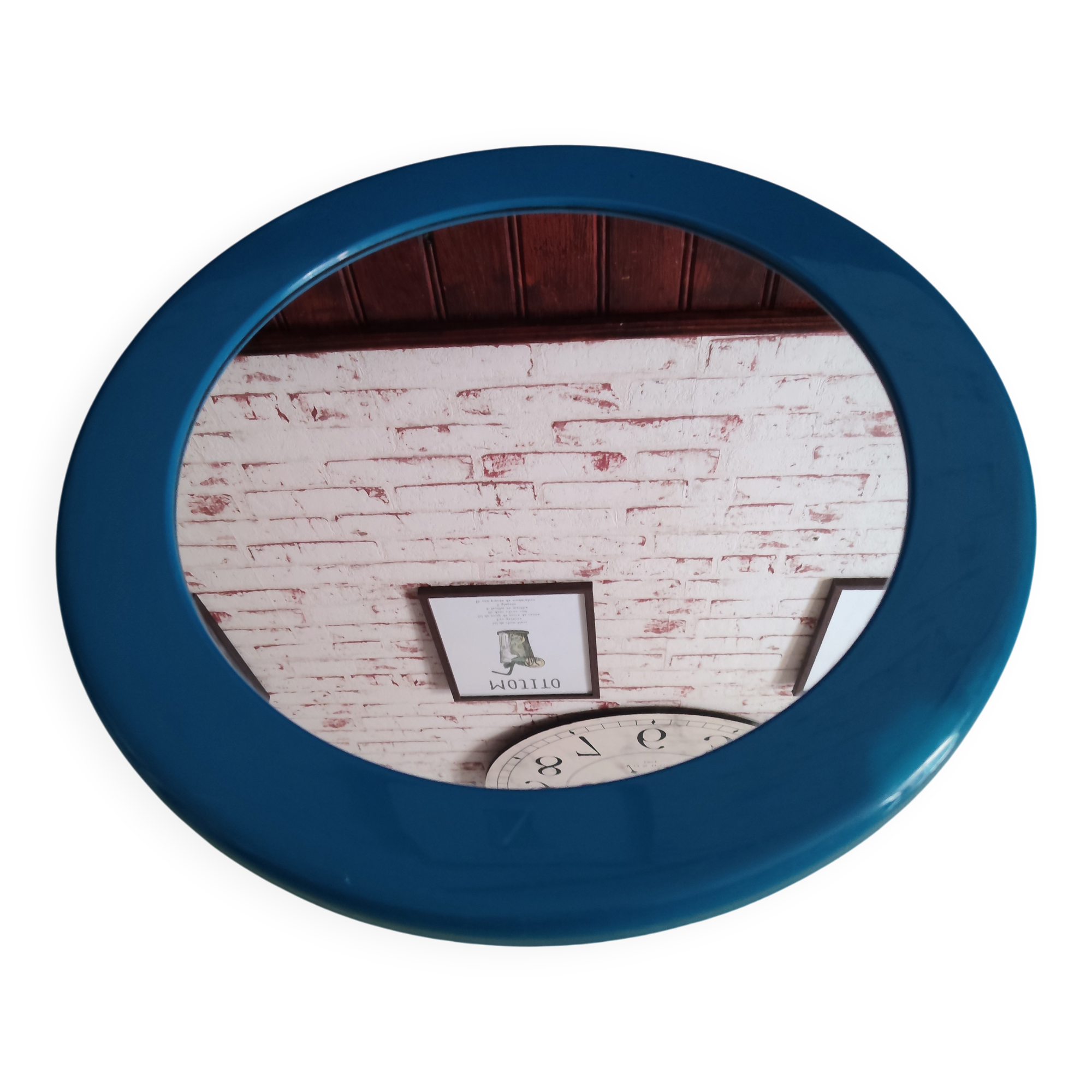 Vintage orange round mirror Syla 1970s