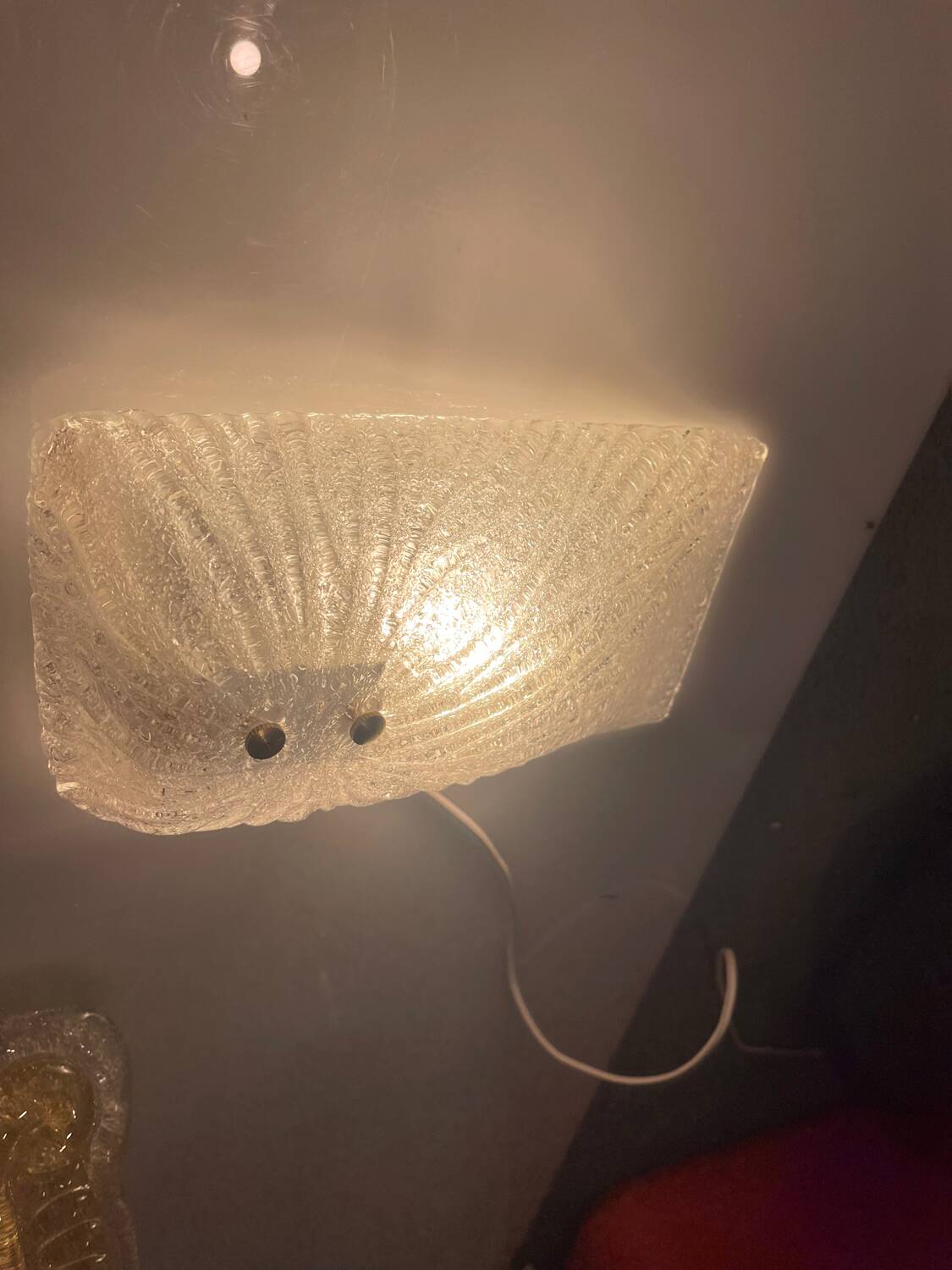 Large Murano Glass Sconces/ Flushmounts Set of 2