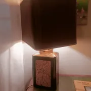 Large ceramic lamp with an Asian theme.
