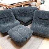 Modular corner sofa, armchairs and vintage Steiner pouf - 80s