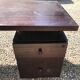Flat desk with laminated wooden boxes, vintage from the 80s. State of use