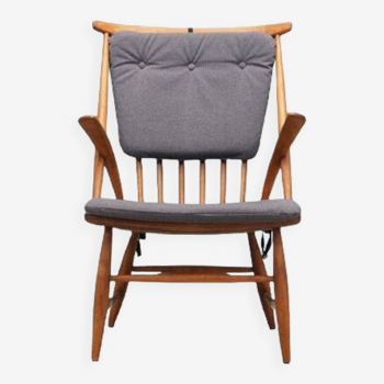 Chaise en hêtre, design danois, années 1960, designer : Illum Wikkelsø, fabrication : Niels Eilersen