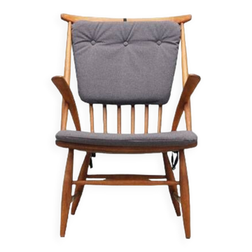Chaise en hêtre, design danois, années 1960, designer : Illum Wikkelsø, fabrication : Niels Eilersen