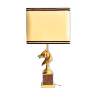 Golden bronze lamp horse's head