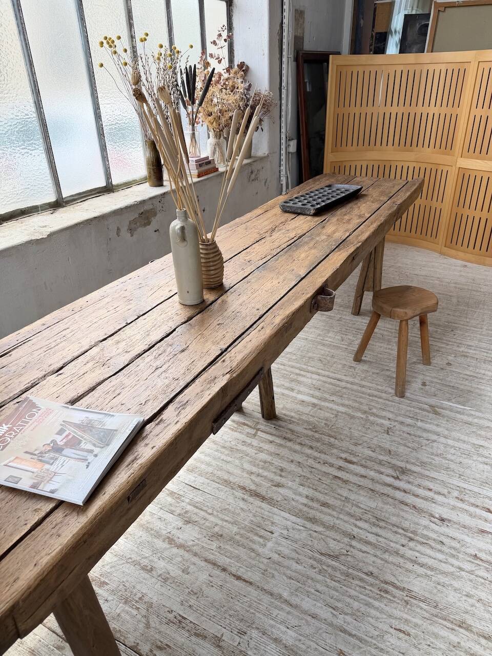 Brutalist popular art table XXL 3.5m/4m pine and oak