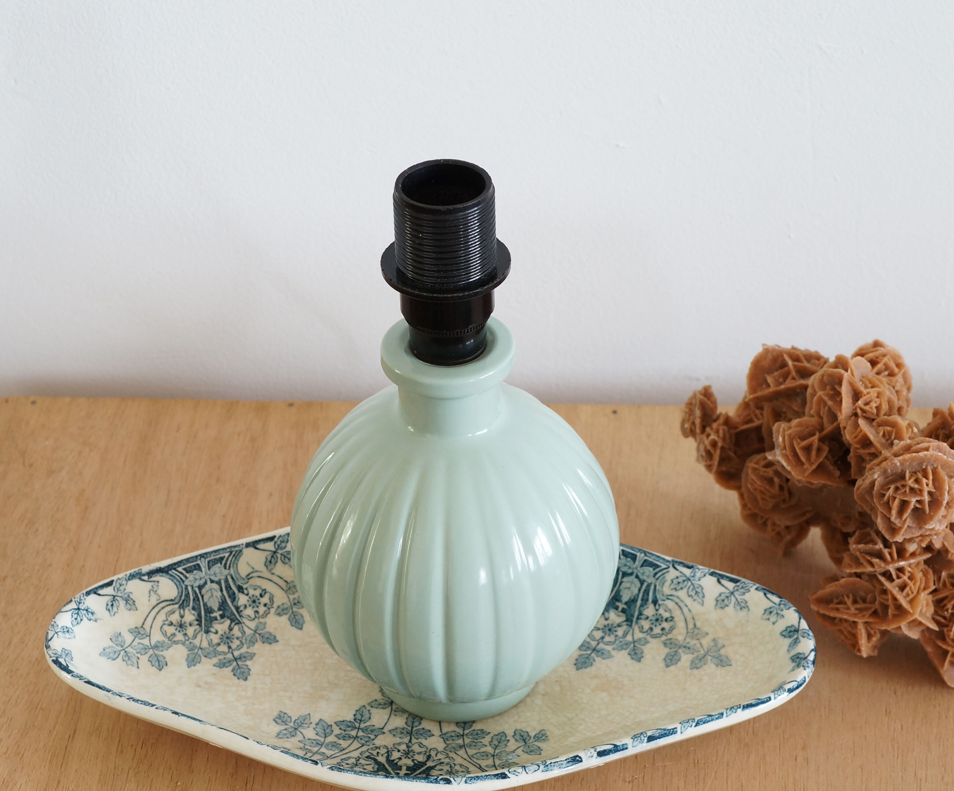 Lamp foot, old painted glass bottle