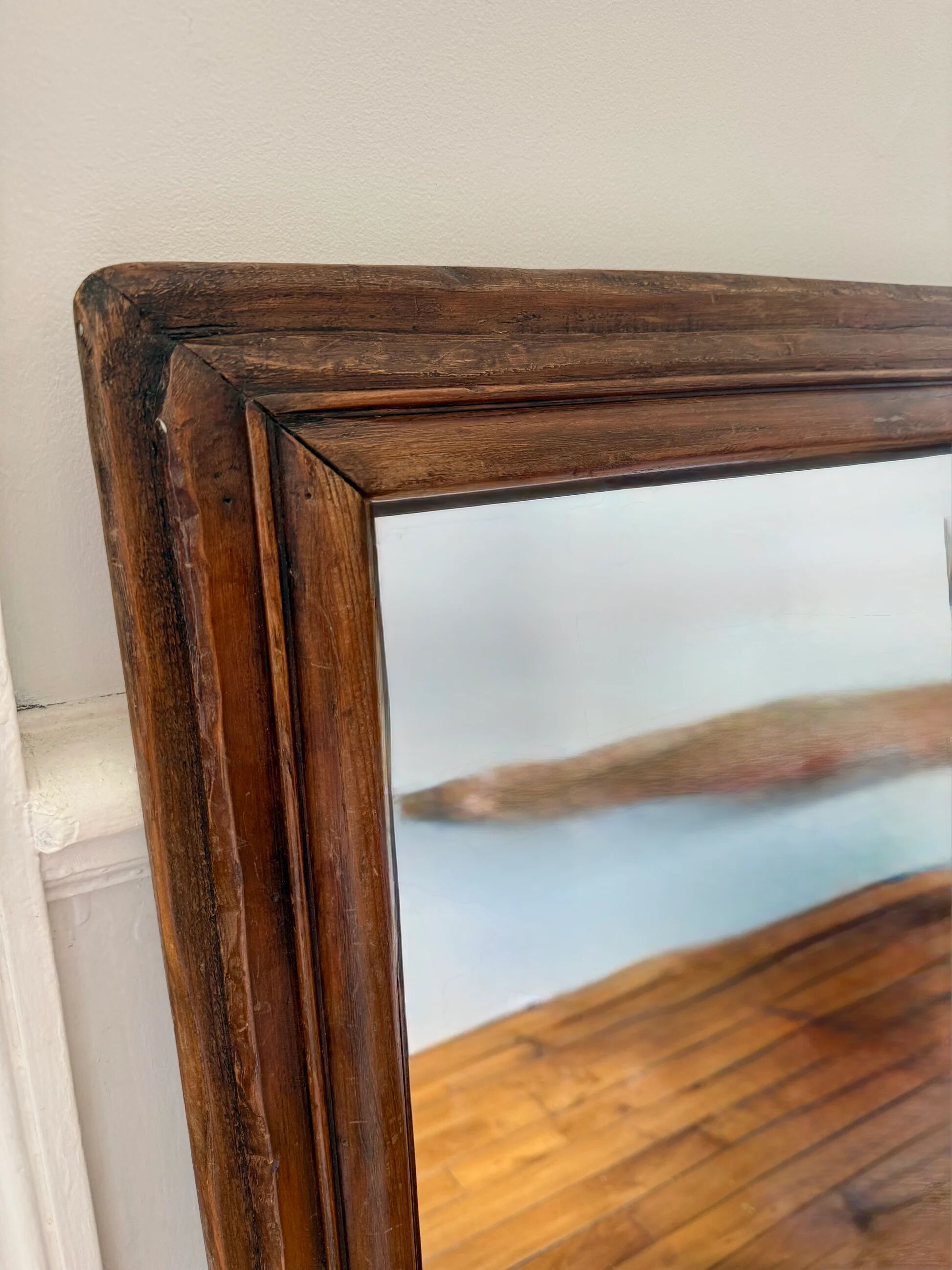 Light wooden tabletop mirror - vintage charm