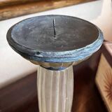 Art Deco Frosted Acrylic and Verdigris Brass Pricket Candleholder