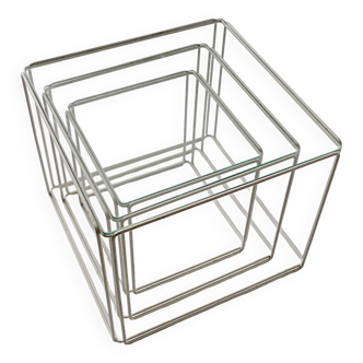 Ensemble de trois tables gigognes design Max Sauze 1970
