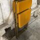 Pair old folding chair lafuma golden metal & vintage yellow fabric