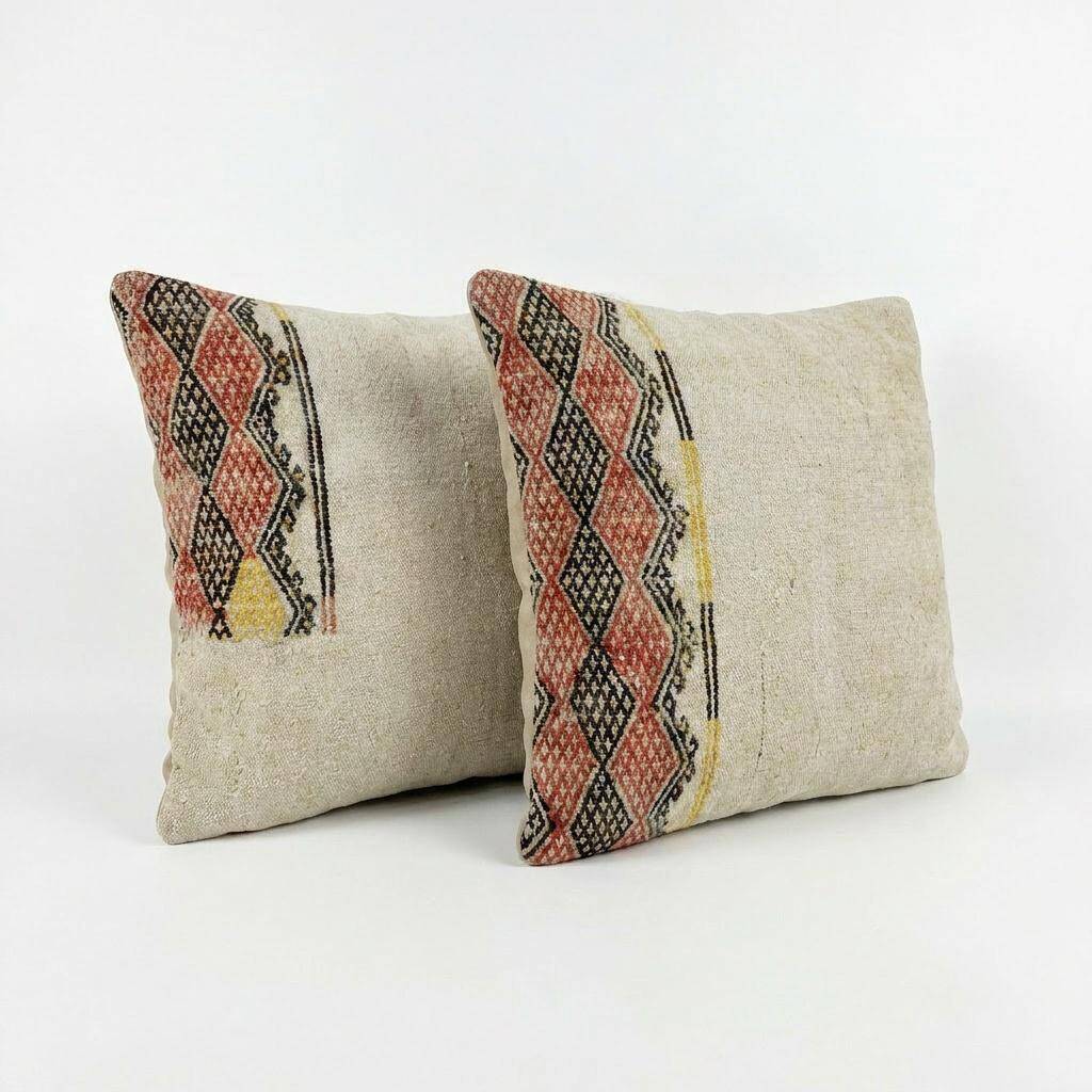 Set of 2 vintage kilim cushion covers 61x61 cm