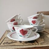 Badonviller retro mugs, red rose