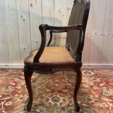 Louis XV mahogany and cane bench