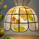 Vintage mother-of-pearl and brass lampshade pendant light with flower decorations