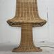 Lampe de table champignon "Pagode" en osier et rotin, Pays-Bas 1980