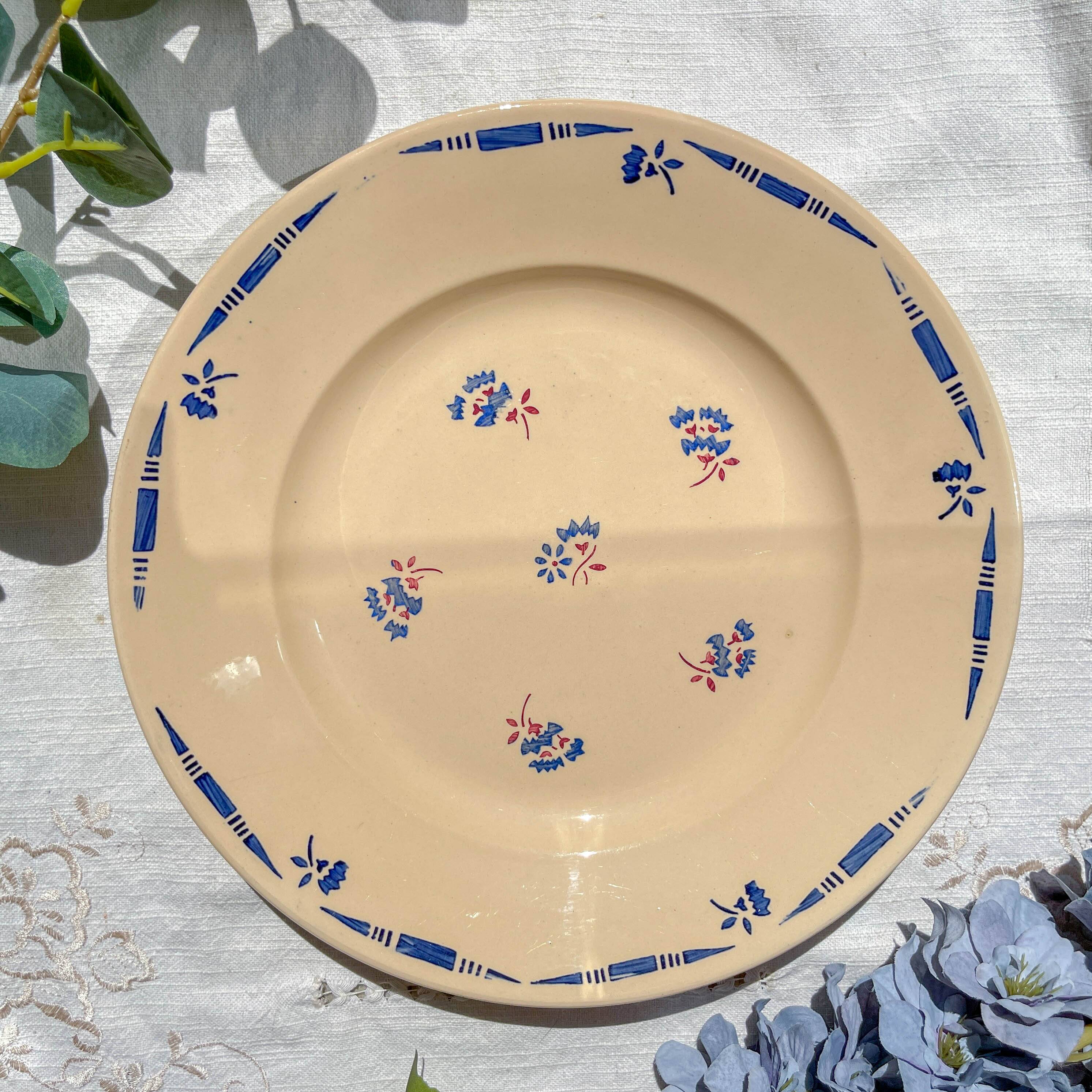 Vintage K&G Luneville "Flore" porcelain dish, 1950s, small blue flowers
