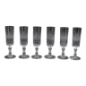 6 old champagne flutes in blown glass small flat ribs