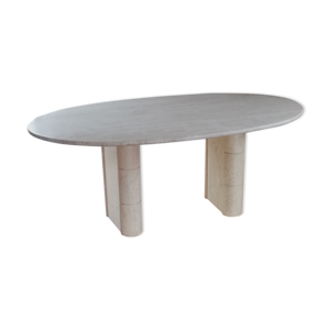 table ovale vintage travertin