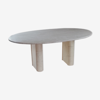 Vintage travertine oval table