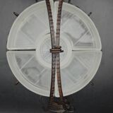 Art Deco wrought iron and frosted glass servant with vine leaves circa 1930