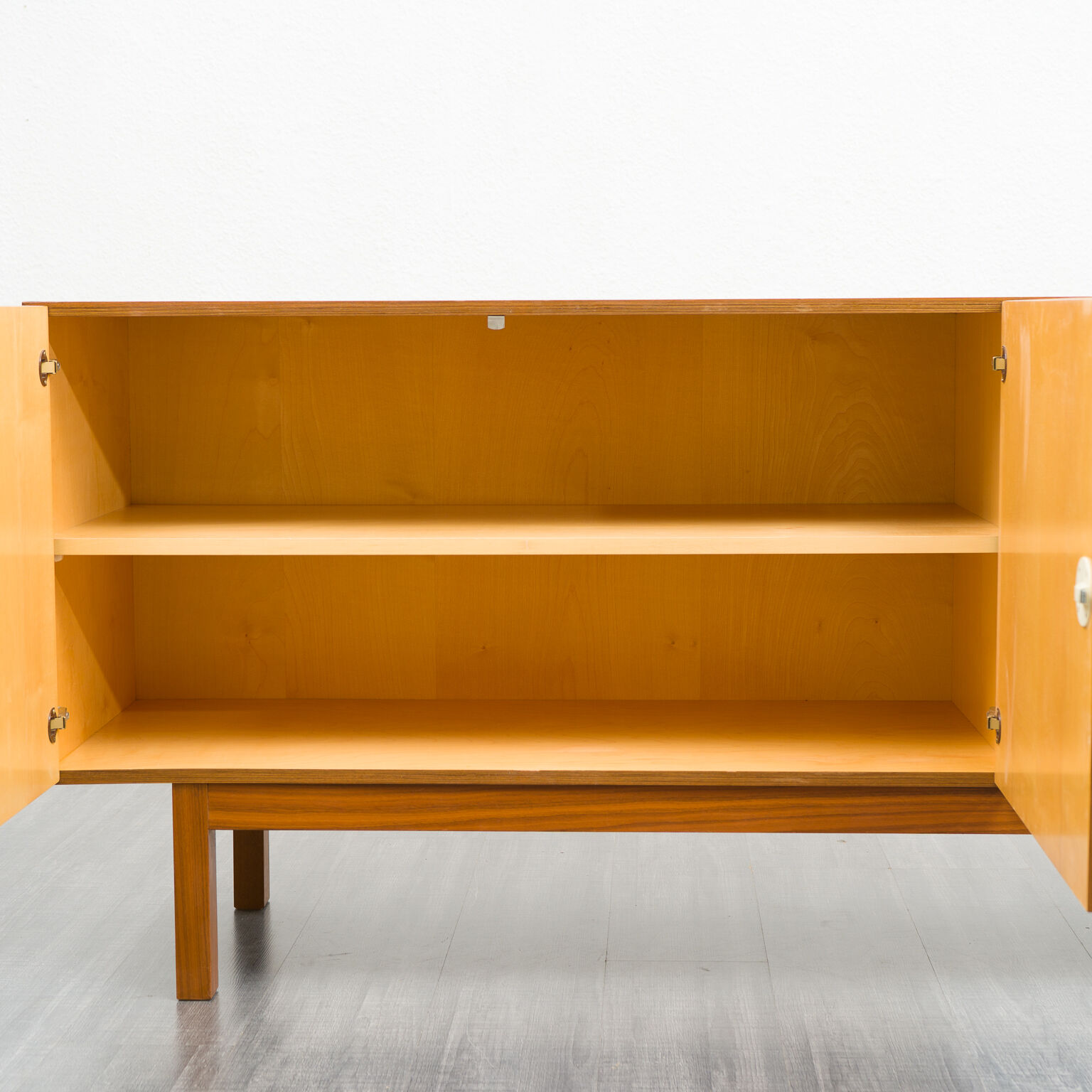 Vintage walnut wood row, restored, 220cm