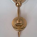 Wall lamp in gilded brass and white opaline, 1960.