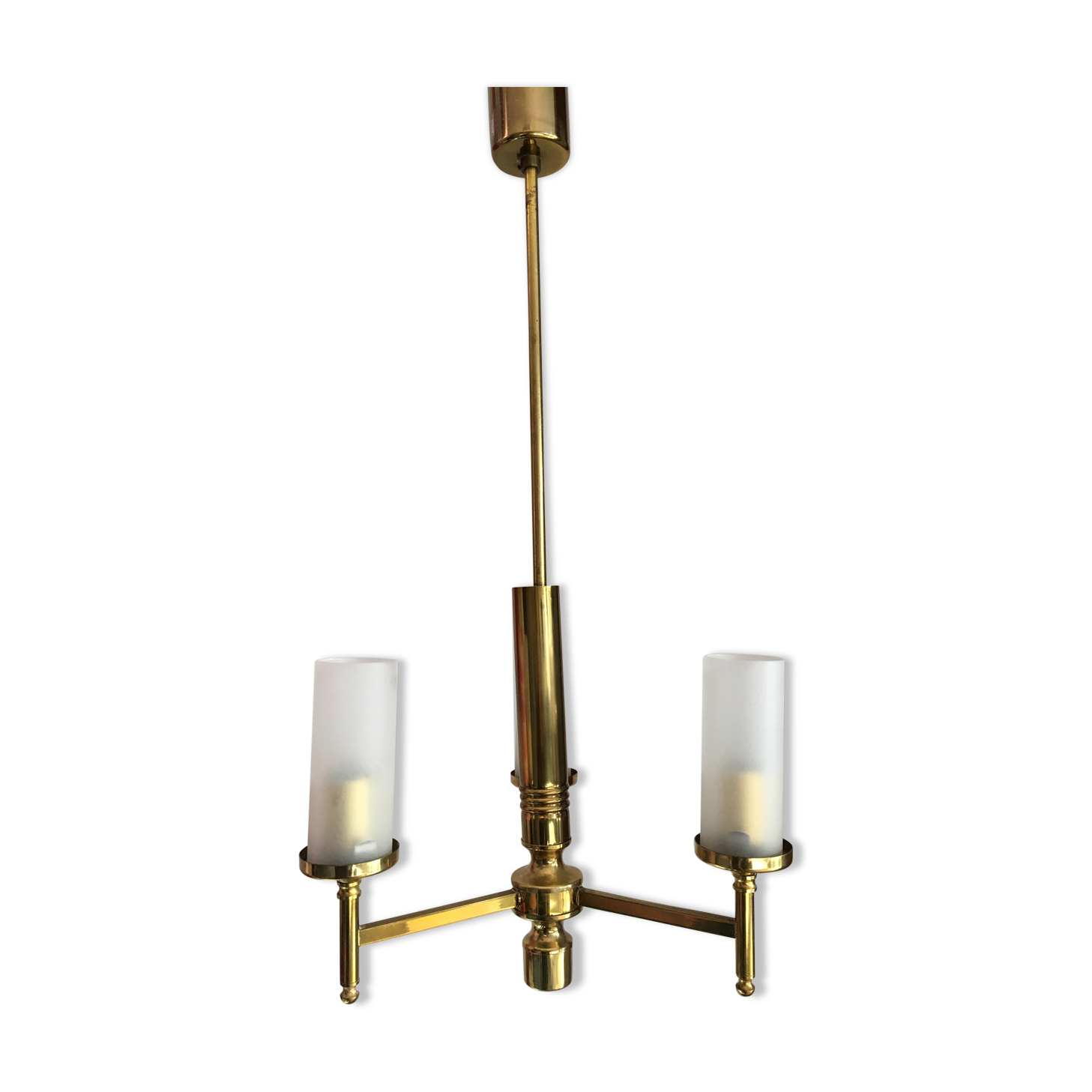Lustre vintage en laiton doré 3 branches
