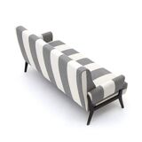 Three-seater wooden sofa, 1950s.