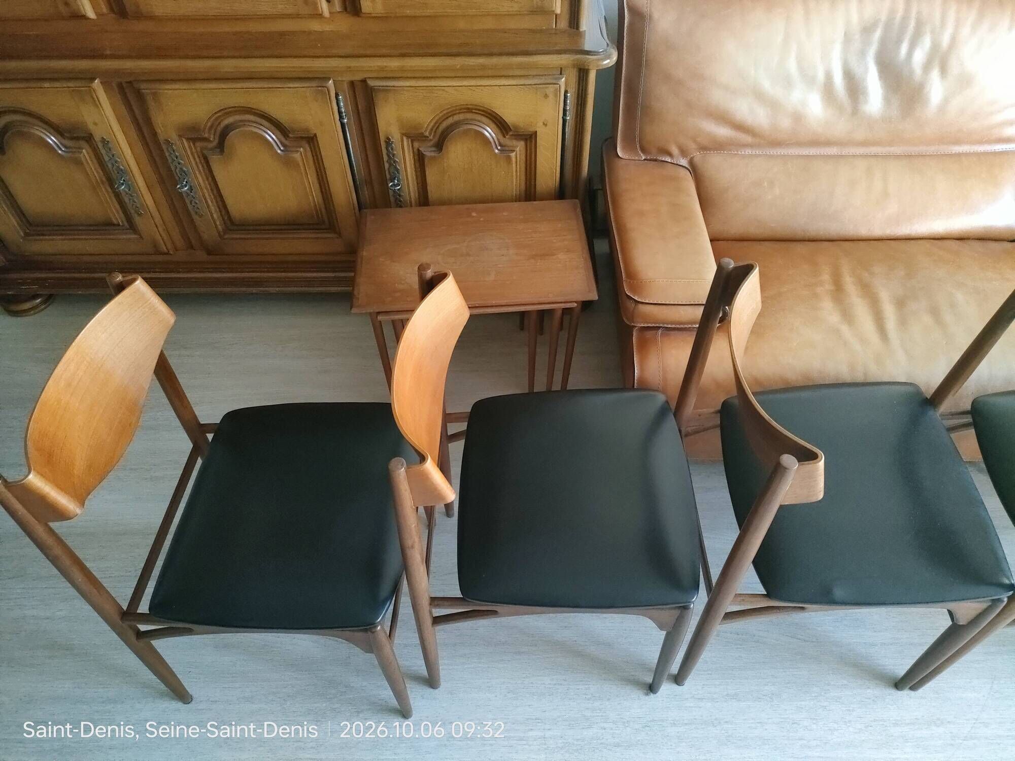 6 teak chairs, 1960s Scandinavian style, signed